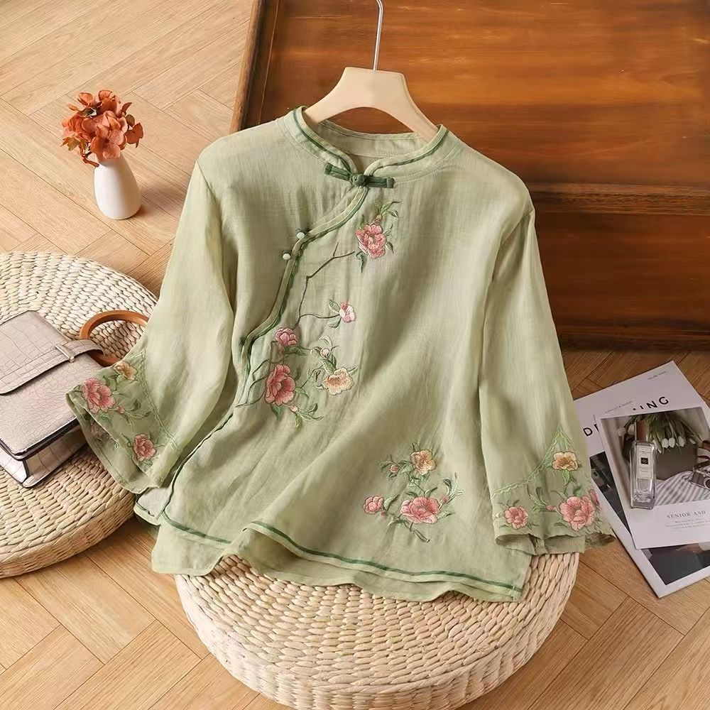 Traditional chinese blouse shirt tops for women ma... - Grandado