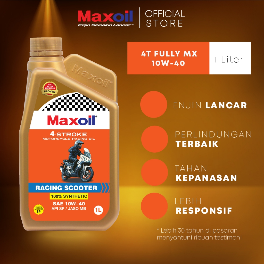 𝐌𝐀𝐗𝐎𝐈𝐋 4T MX SCOOTER 100% Synthetic SAE 10W40 API SP JASO MB - 1L ...