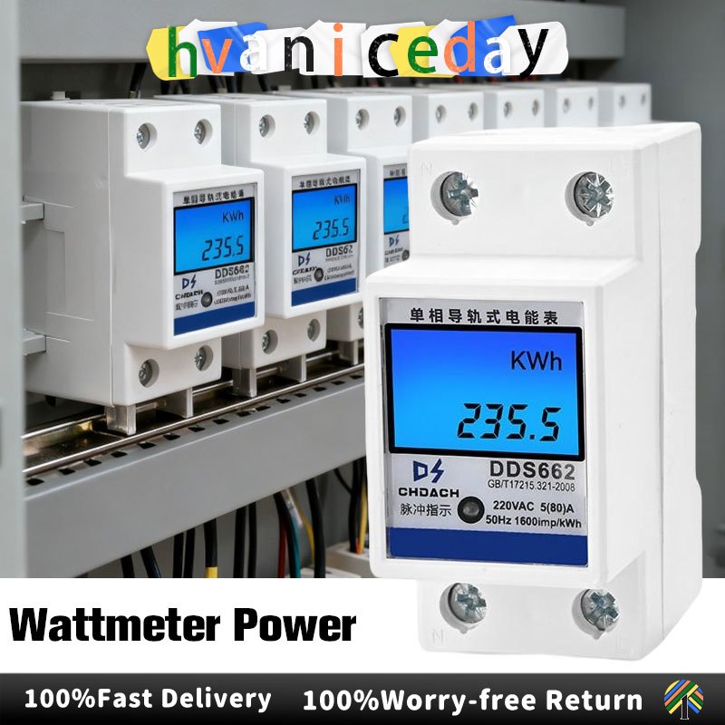Din Rail Single Phase Watt Electronic Energy Meter kWh Digital Electric ...