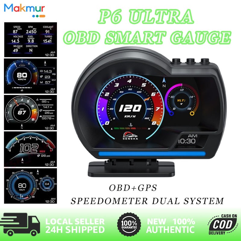 Car OBD Gauge P6 OBD2 Meter ultra Digital Scanner Alarm Speed Gauge ...