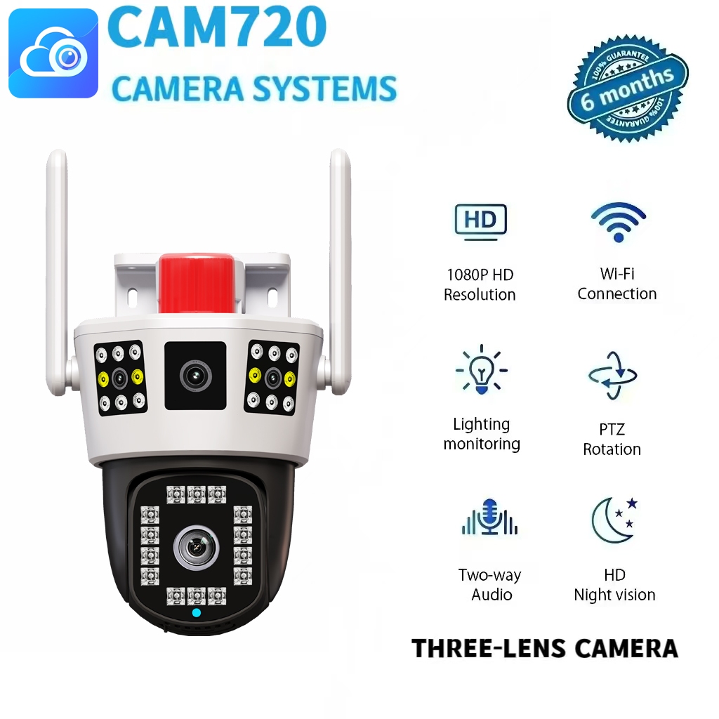 CAM720 CCTV Outdoor 4MP+4MP+4MP Three Lens 355° Monitoring waterproof ...
