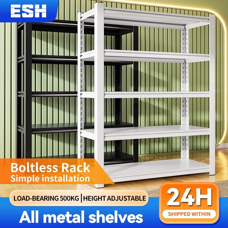 ESH 3-5Tier boltless rack full metal shelf heavy duty rak besi ...