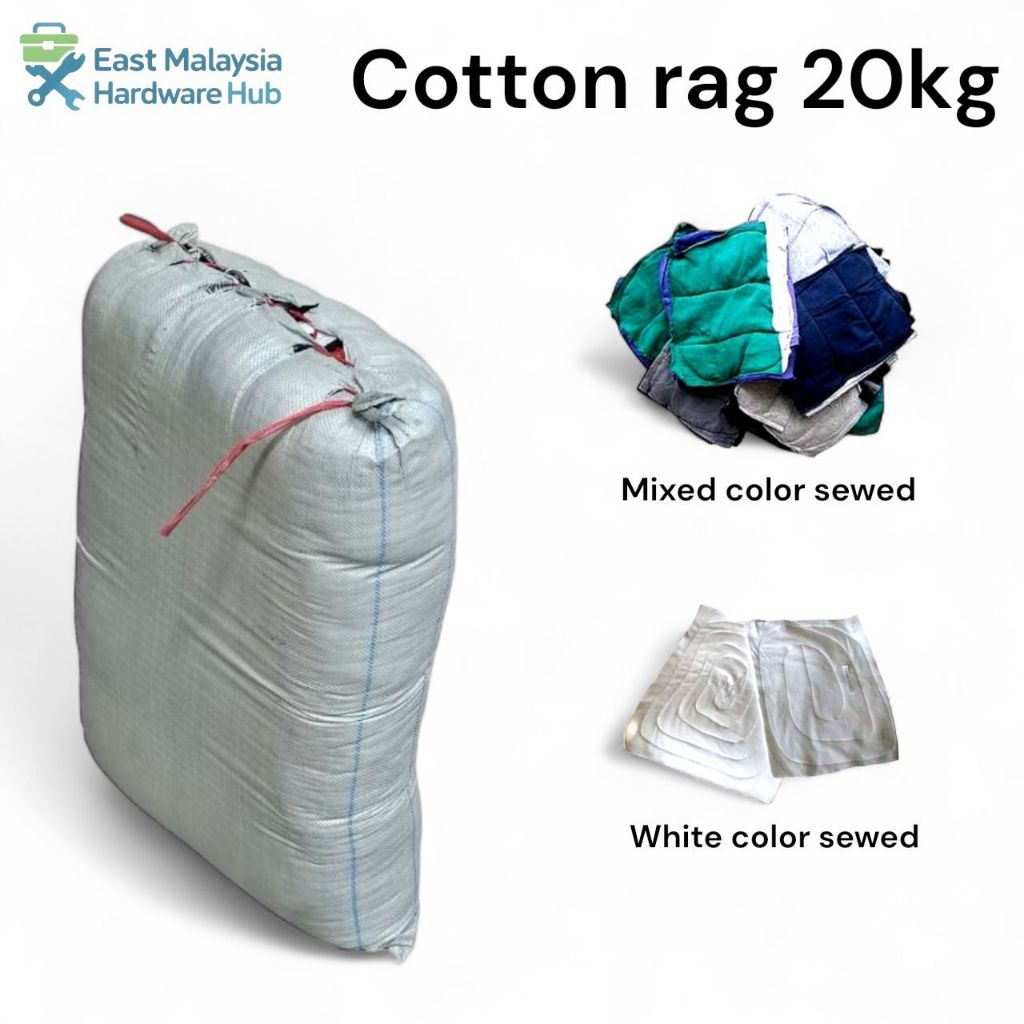 Industrial Cotton Rags 20kg Bag, Sewed Cotton Waste for Cleaning ...