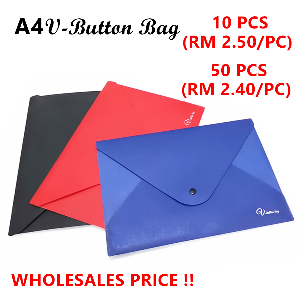 A4 V-Button Bag Document File Button File Pocket File Folder File ...
