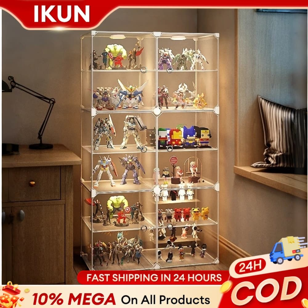 IKun Transparent Display Storage Cabinet Dust Proof Showcase Home Hand ...