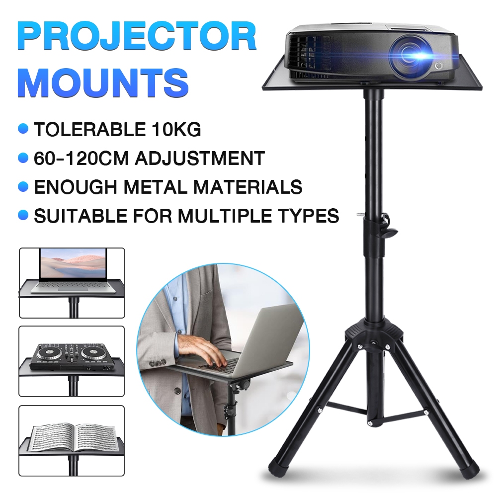 60-120CM Adjustable Projector Stand with 360° Rotation & Tray ...