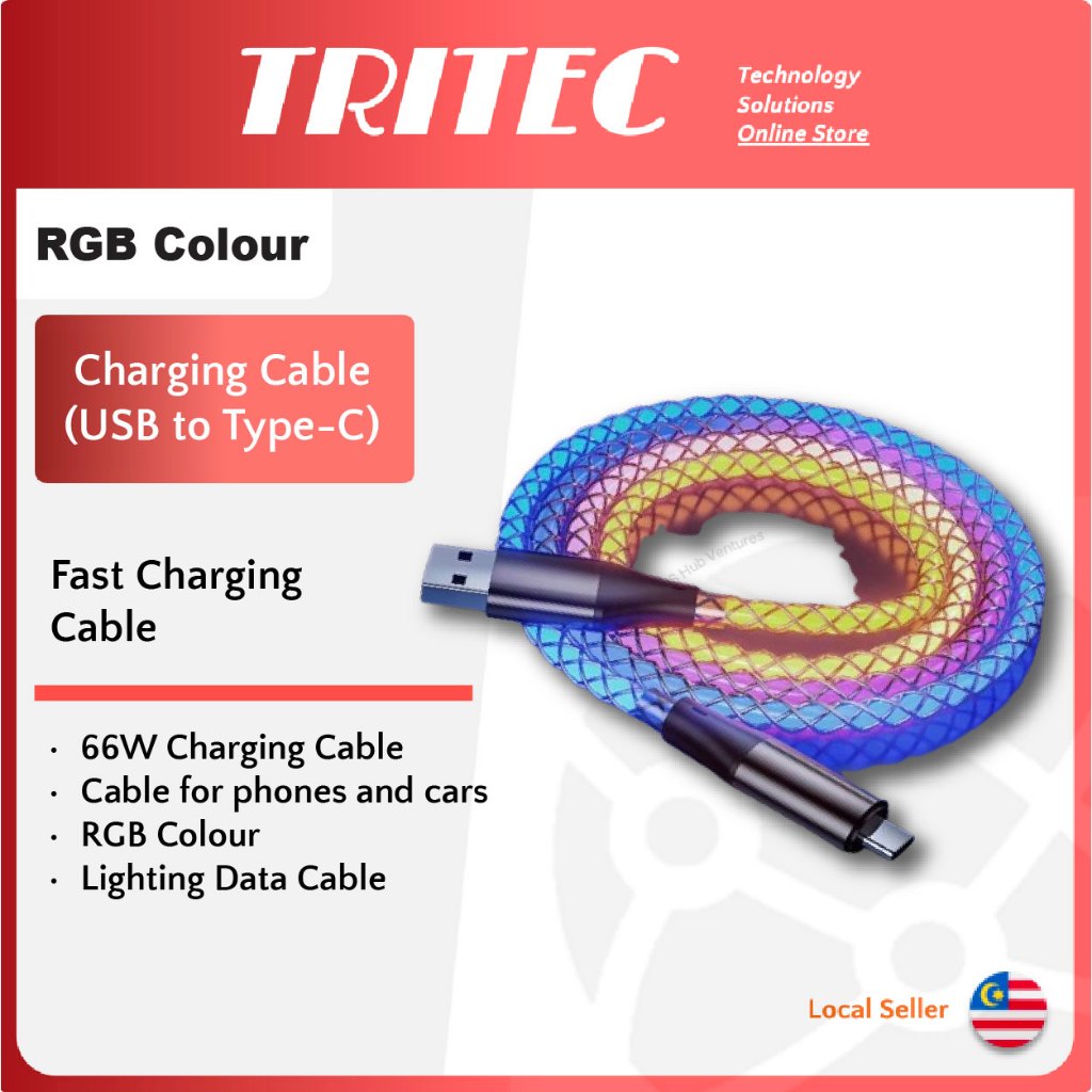 TRITEC RGB Colourful Data Cable with Flowing Light Charging Kabel Data ...
