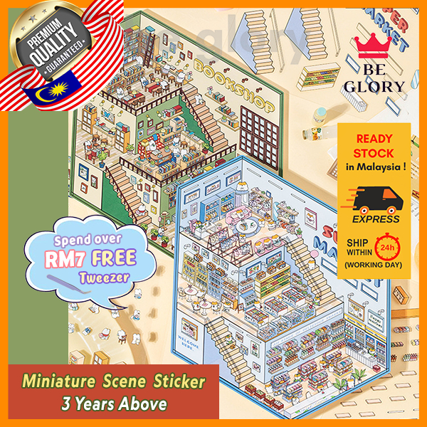 3D Miniature Scenes Sticker DIY Cute Cartoon Journal Korean Style ...
