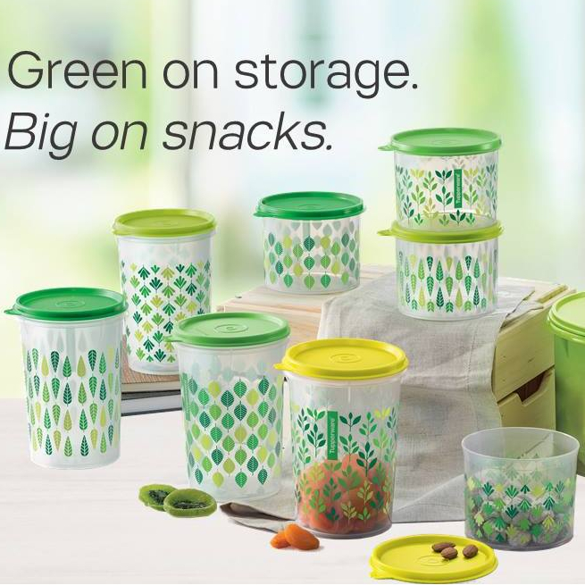 Tupperware Leaf It Up Compact Canister Food container Cheerio Quad ...