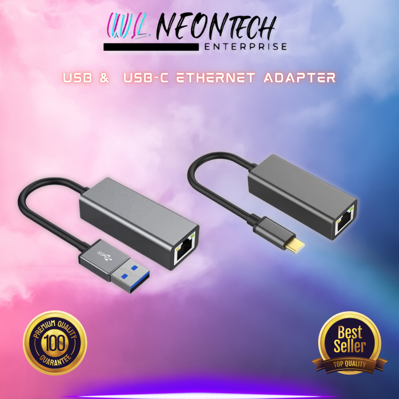 USB 3.0 & USB-C TO RJ45 GIGABIT ETHERNET NETWORK ADAPTER 100MBPS ...