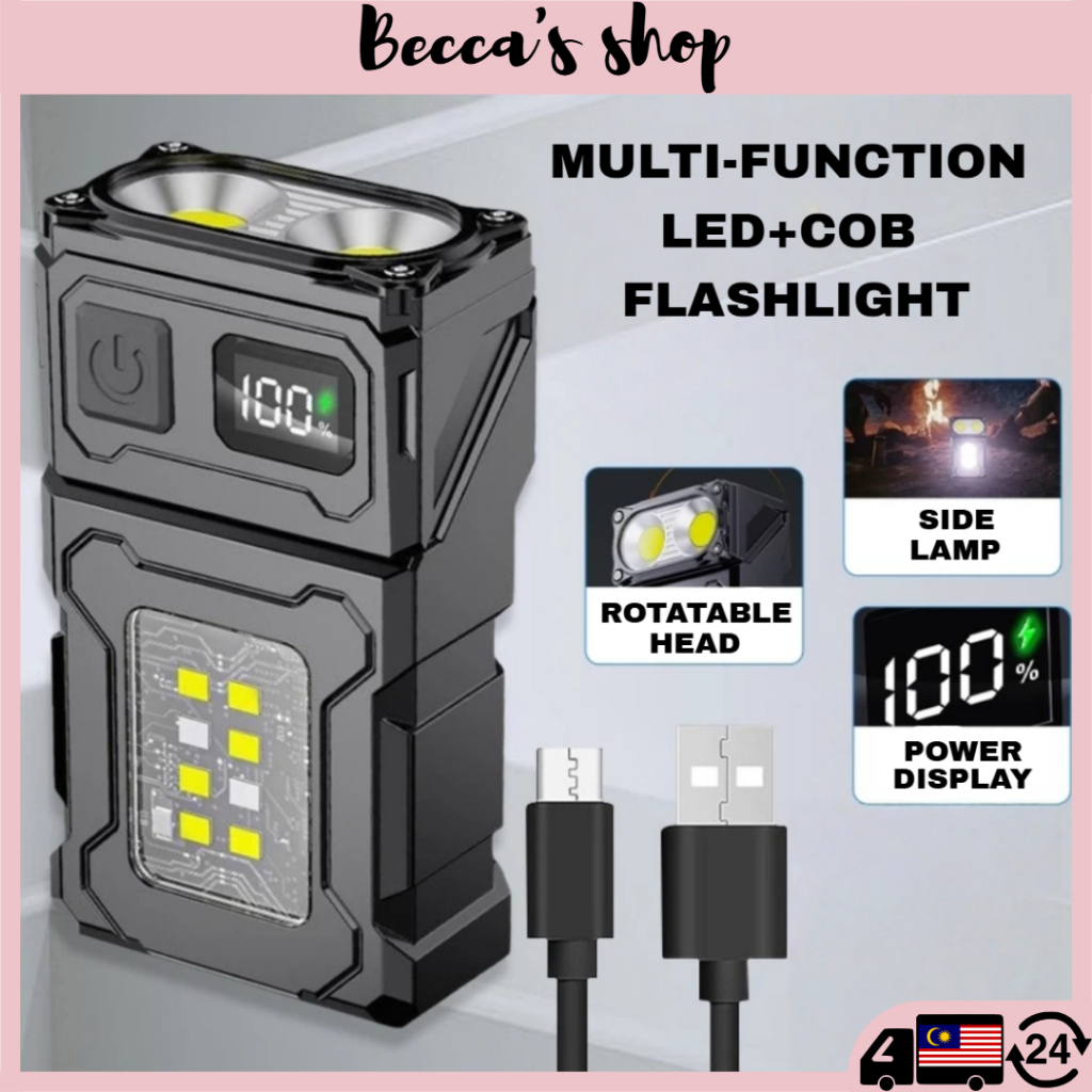 Super Bright LED Mini Torch Light Rotatable Head Side Lamp Rechargeable ...