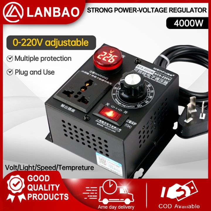 4000W AC 220V Variable Voltage Controller, Motor Voltage Regulator ...