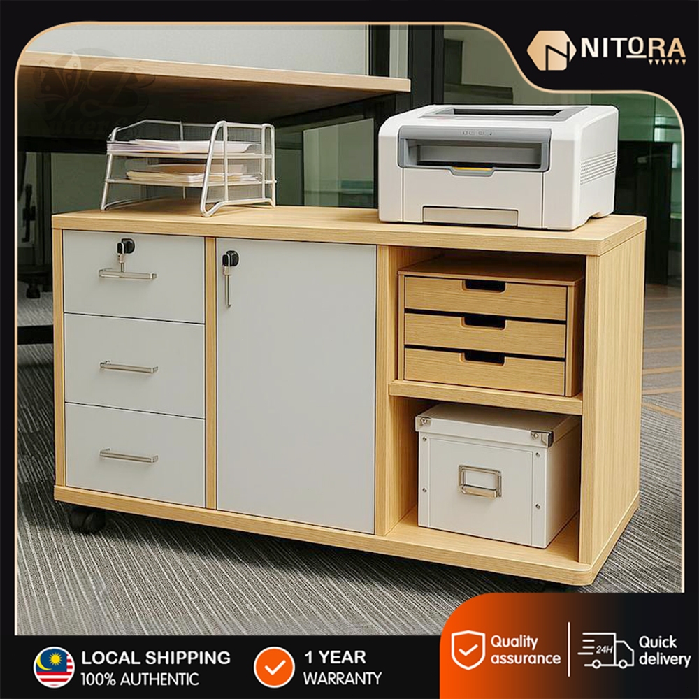 Office File Cabinet With Lock Wooden Cabinet With Wheels Under Table ...
