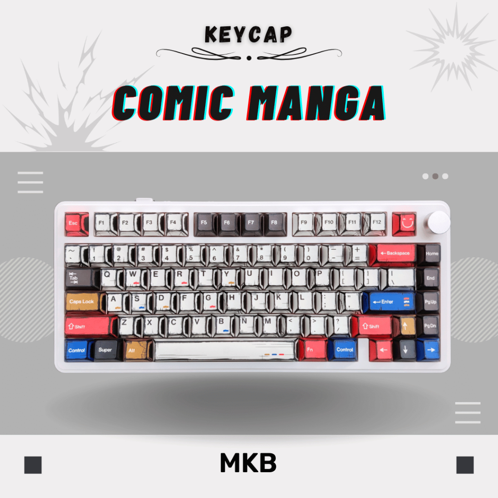 MKB Comic Manga PBT Dye-Sublimation Cherry Profile Keycap Set For ...