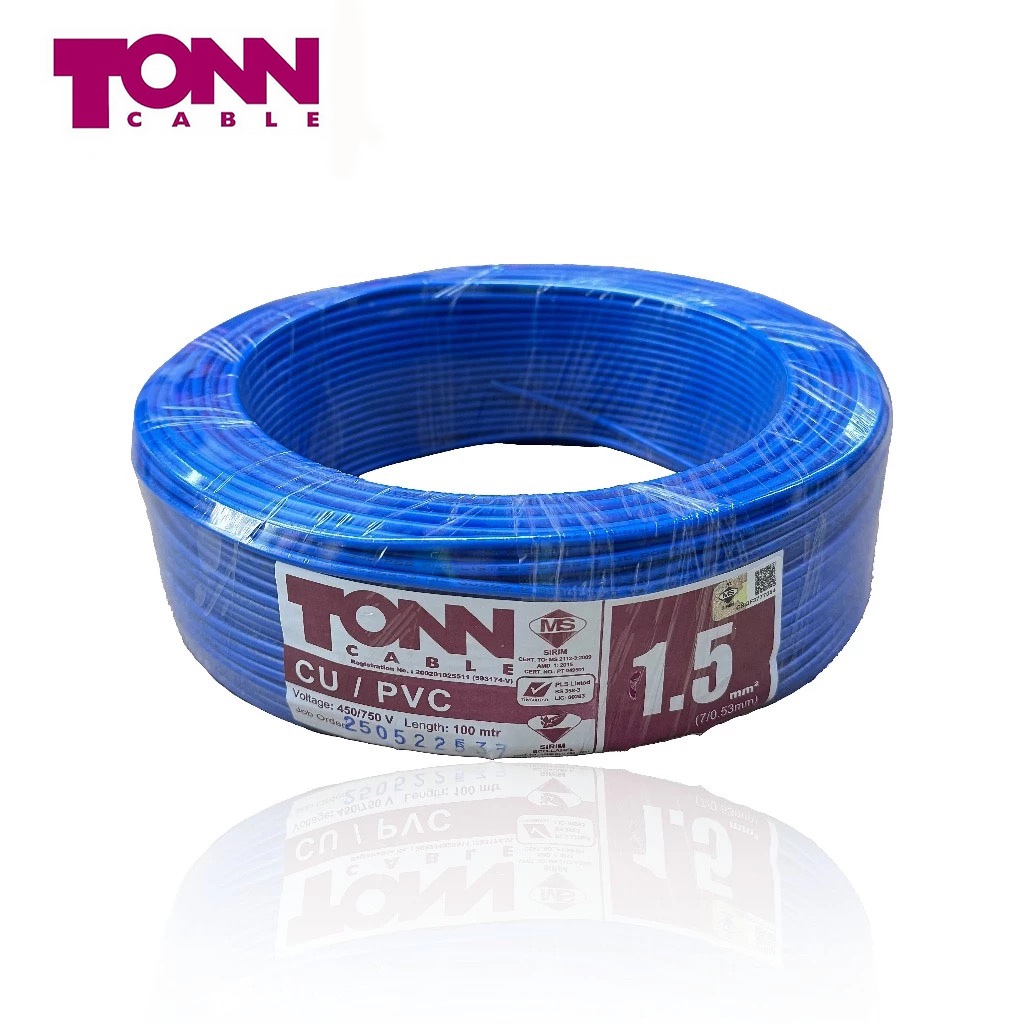 Tonn Cable 1.5MM TONN CABLE 1.5MM PVC Insulated Cable (100m + -) Yellow ...