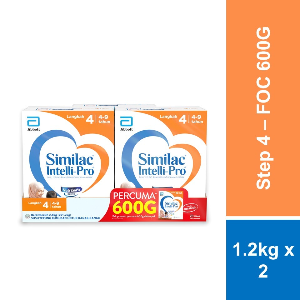 Similac Intelli-Pro Step 4 Growing Up Milk Formula BIB (1.2 kg x 2) FOC ...