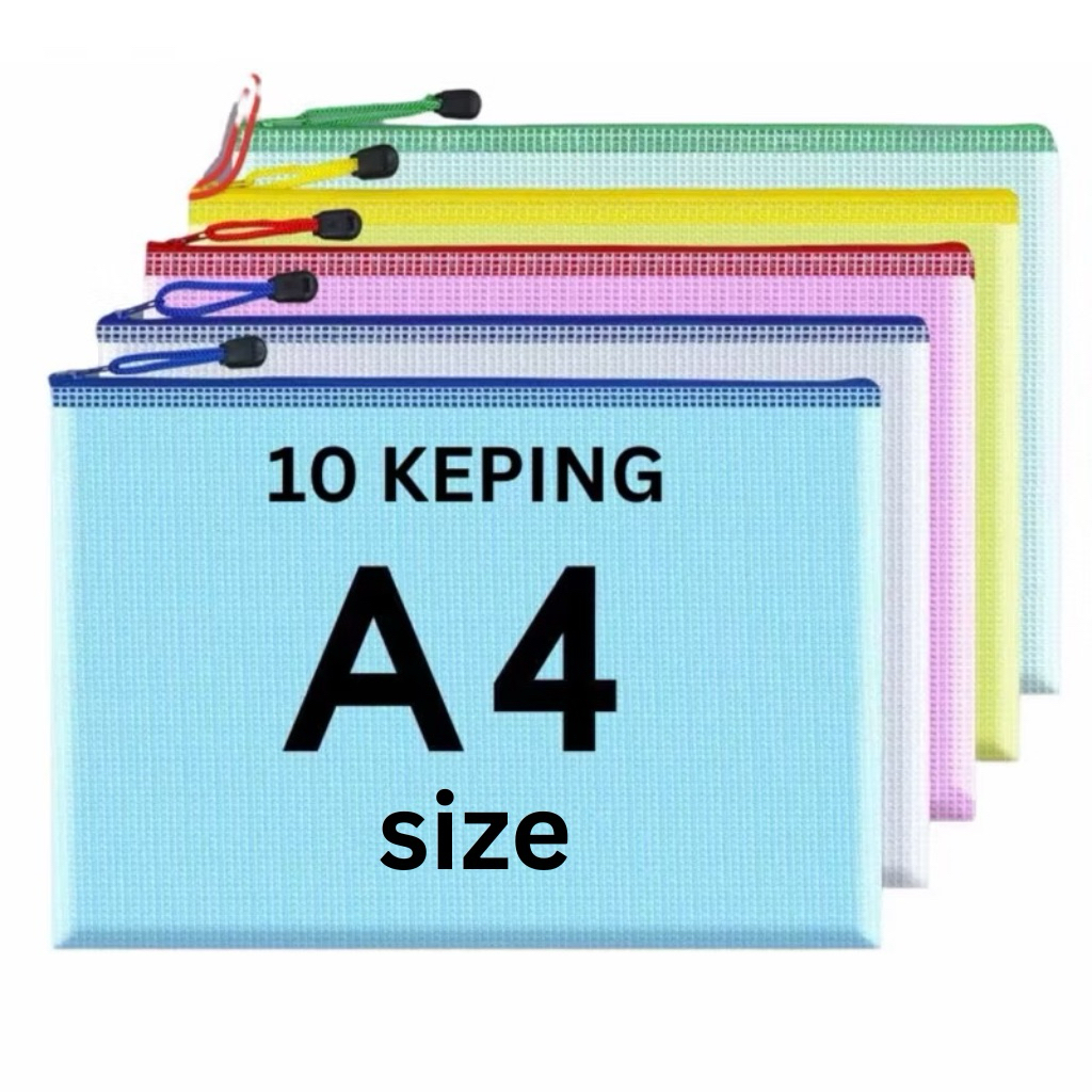 10pcs A4 File Folder Document Bag Zip Zipper Bags Waterproof Office ...