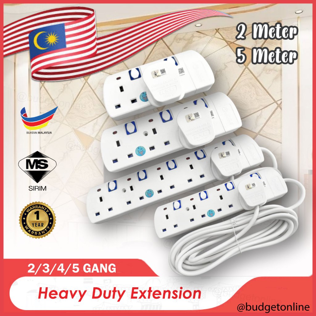 SIRIM APPROVED Warranty 1 Year 2/5M Power Extension Trailing Socket ...
