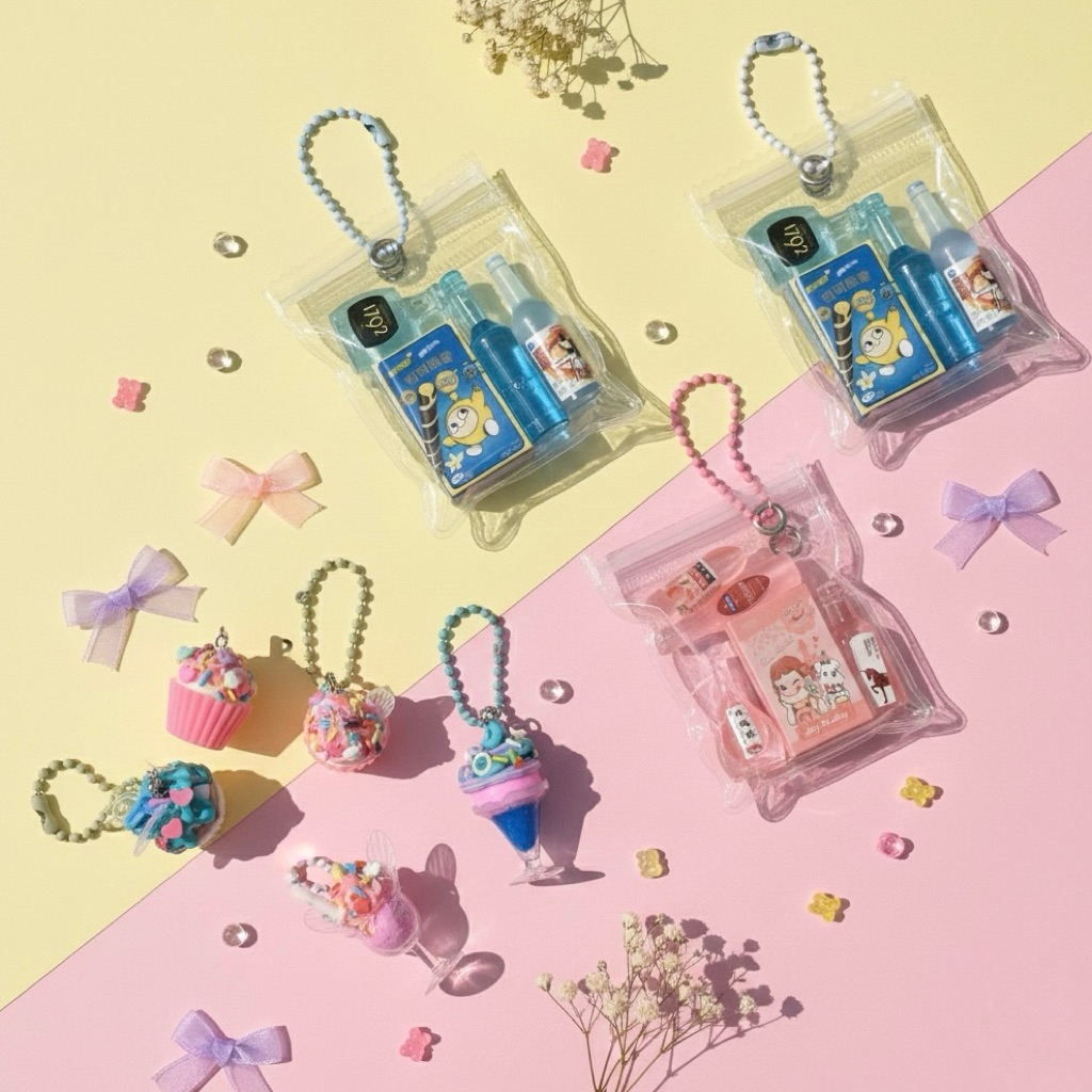 Trinkets Keychain Miniature Keychains Cute Food Ice Cream Kawaii Snacks ...