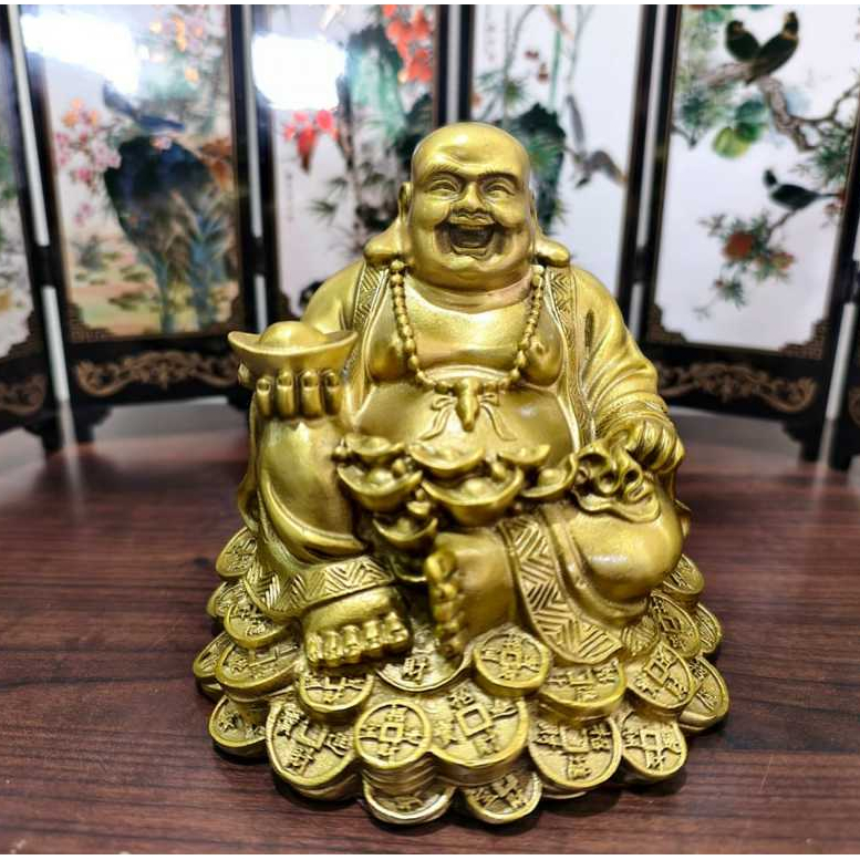[Fortune Destiny] Feng Shui Brass Laughing Buddha Statue （12cm x 12cm ...