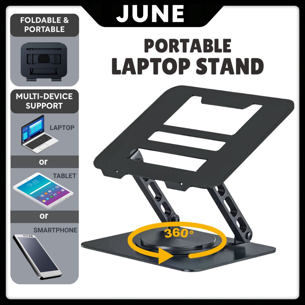 June Upgraded 360° Rotating Laptop Stand Foldable 360°Rotating Height ...