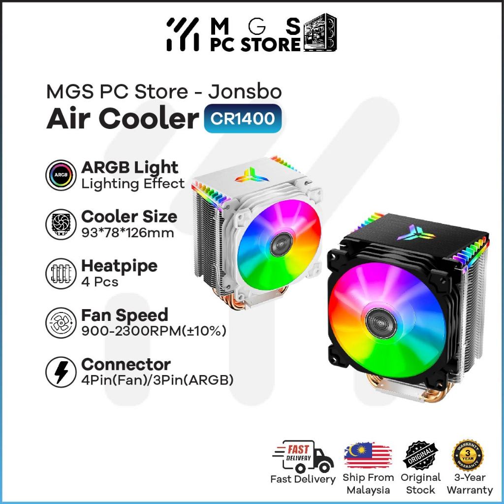 Jonsbo CR1400 4 Heat Pipe CPU Cooler Heatsink 5V ARGB Tower CPU Cooler ...