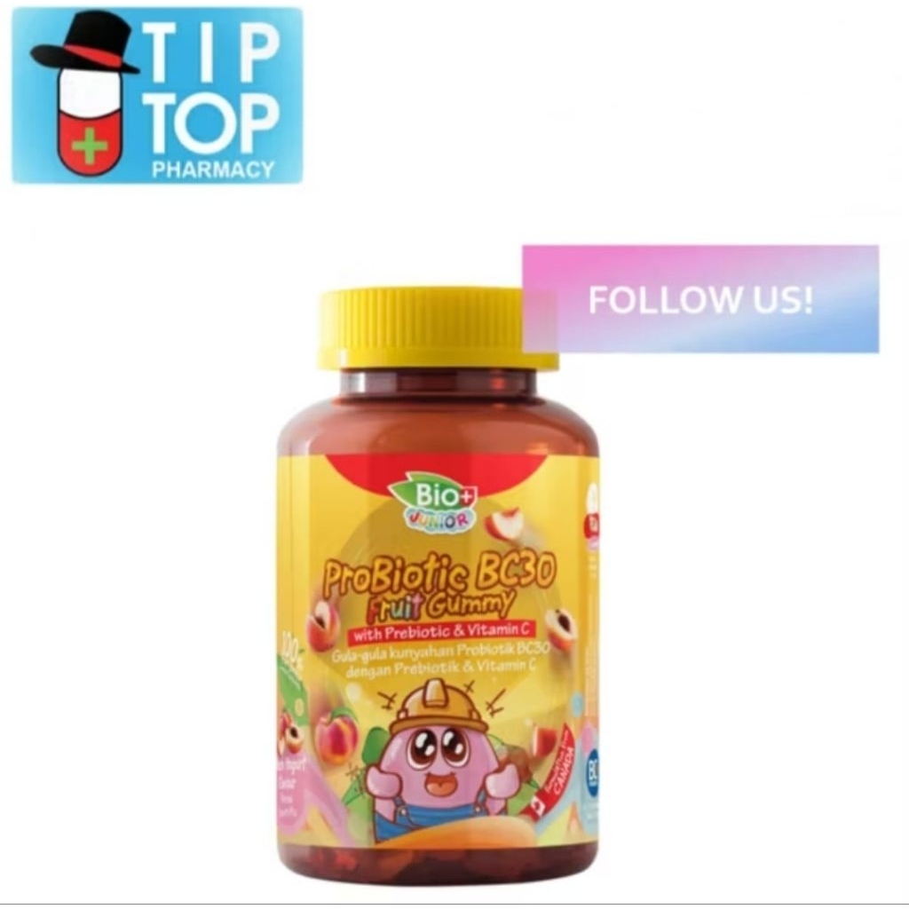 Bio+ Junior Gummies Probiotic BC30 500 million CFU Peach Yogurt Flavour ...