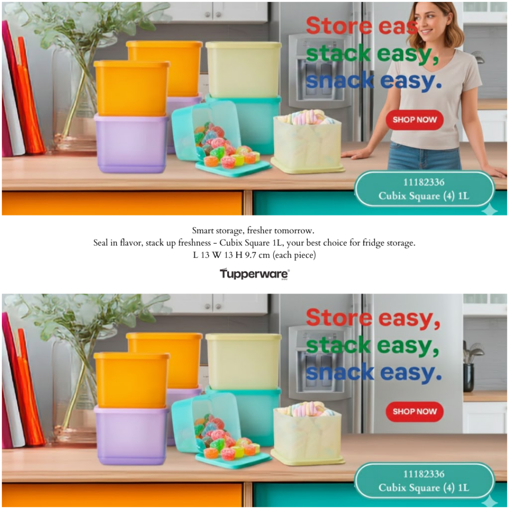 Tupperware Cubix Square 1L 4 pc | Shopee Malaysia