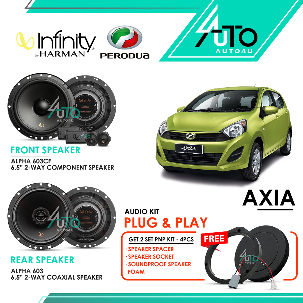 (NEW) Infinity Alpha Speaker Combo Set Perodua Axia Plug and Play ...