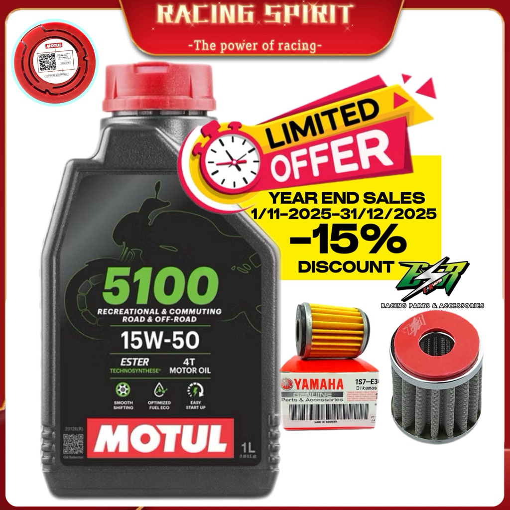 RSP MOTUL 5100 15W50 SEMI SYNTHETIC ENGINE OIL MINYAK HITAM ESTER ESR ...