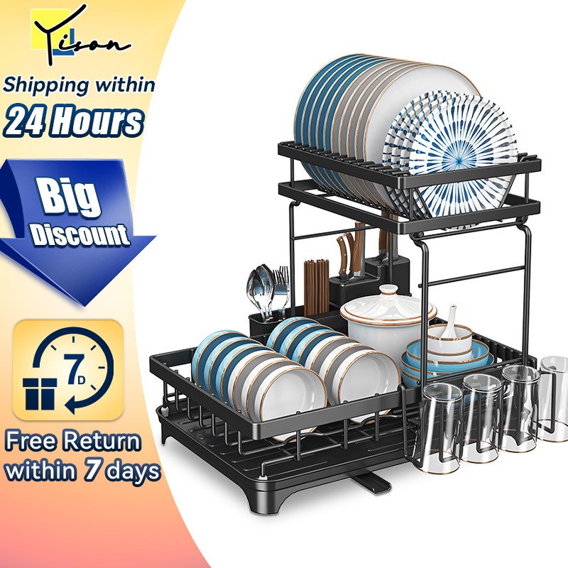 Kitchen Storage Rack Dish Drainer Rack Rak Pinggan sink Holders Tray ...