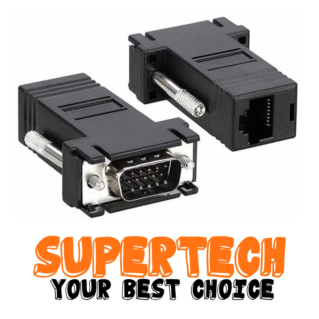 VGA Male / Female to RJ45 LAN CAT5 CAT6 Network Cable Adapter Extender ...