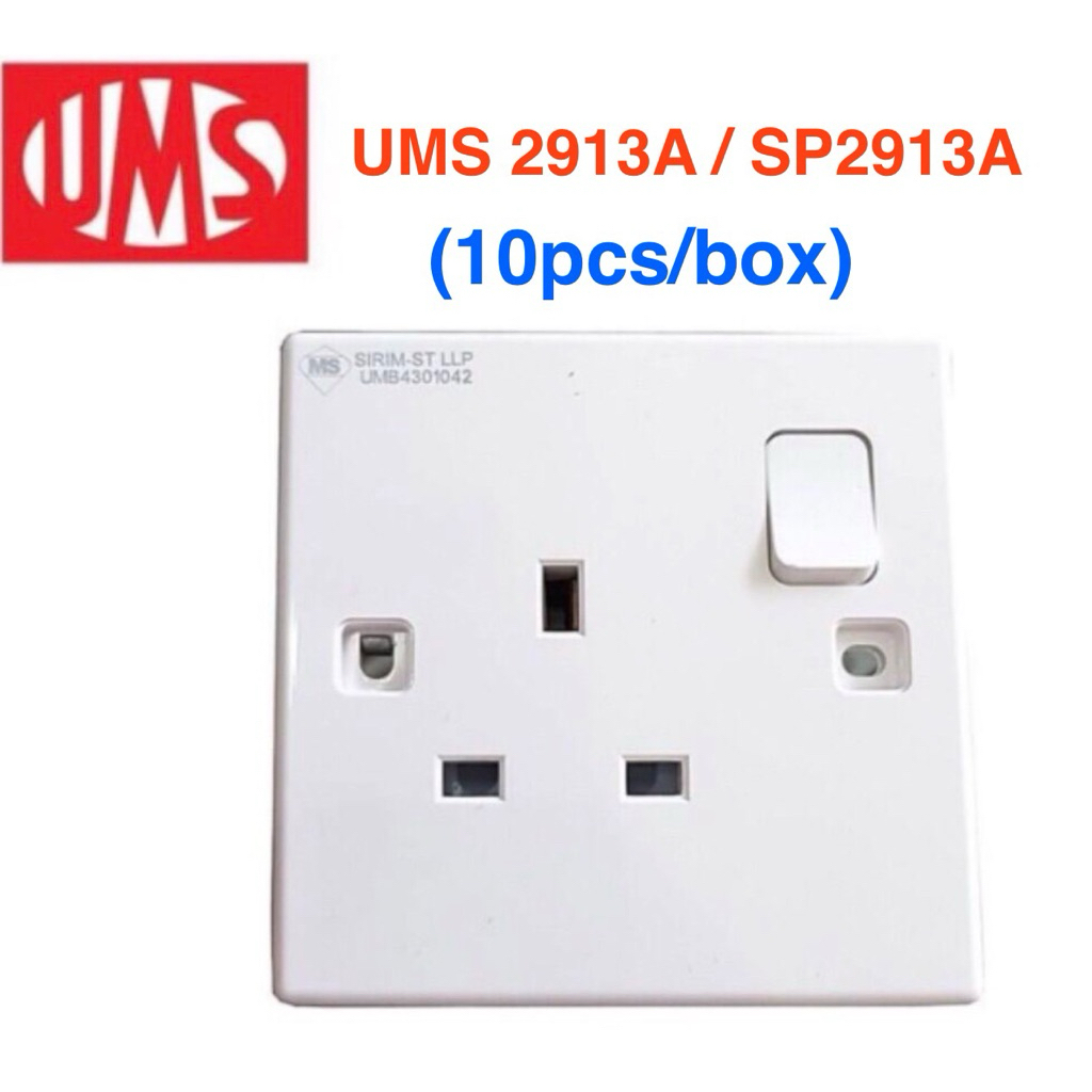 (10PCS) UMS 2913A 13A 1G Switch Socket Outlet / 13A 1Gang Socket ...