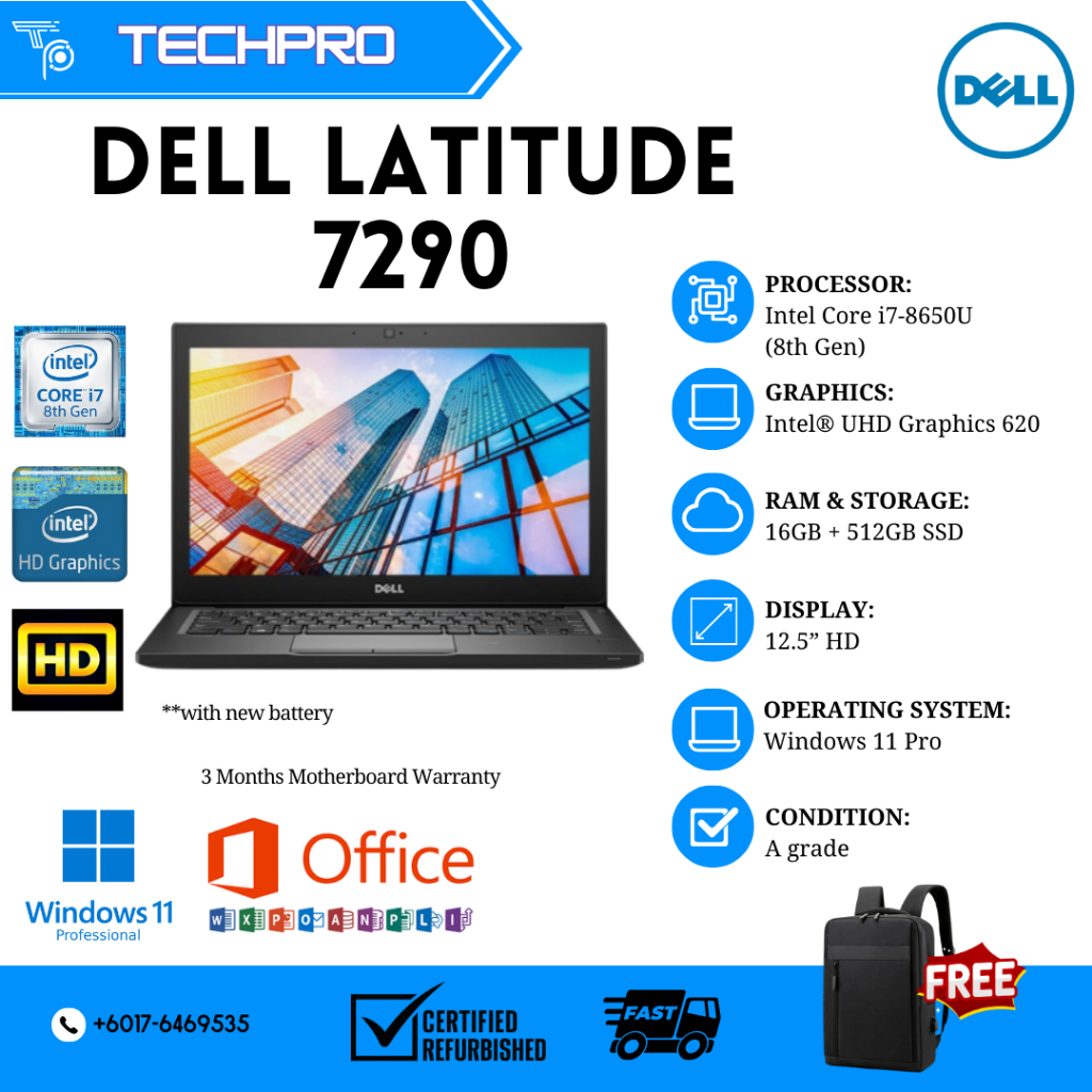 DELL LATITUDE 7290 7280, 7270, 7450 CORE I5 TOUCHSCREEN 32GB DDR4 RAM ...
