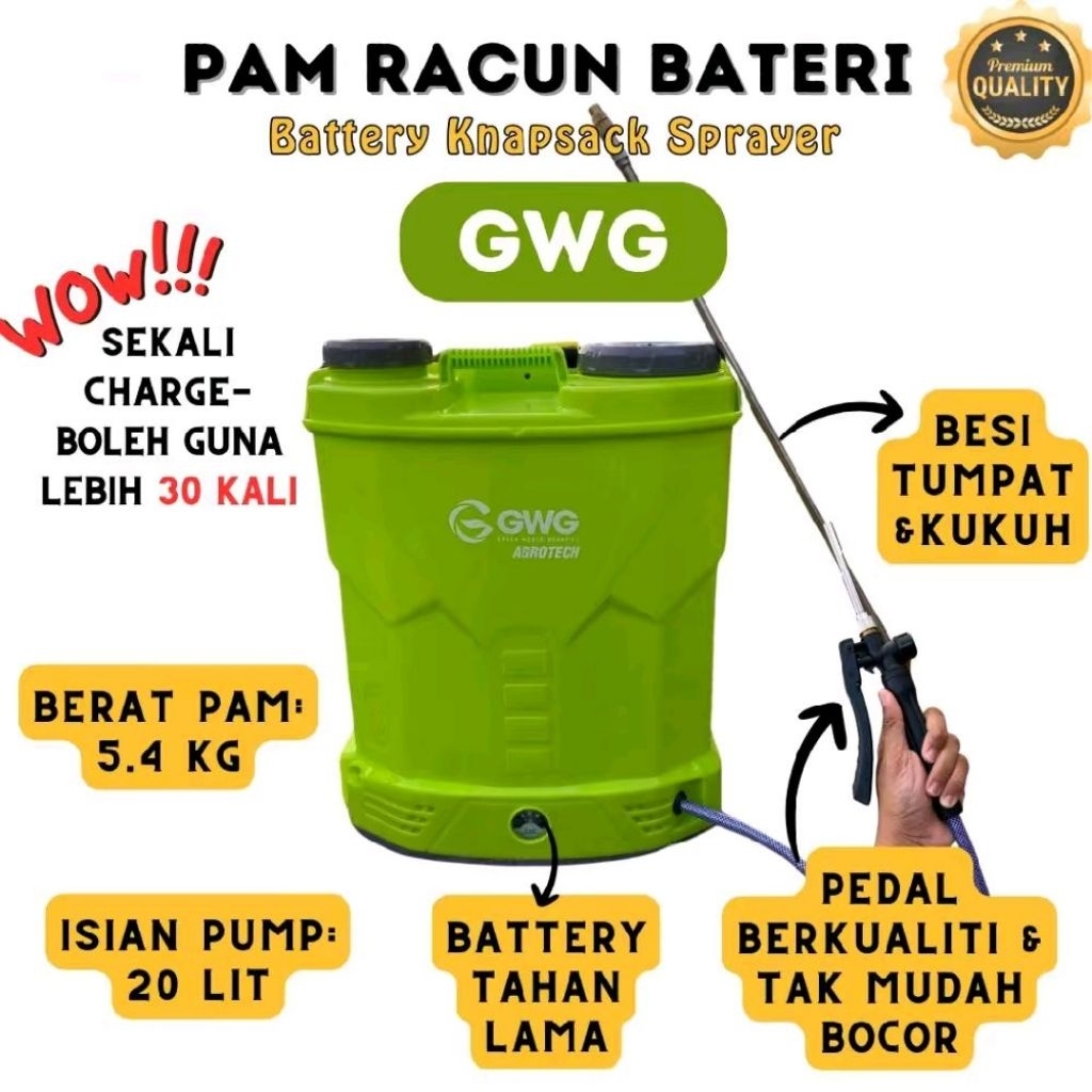 PAM RACUN BATERI | Battery knapsack sprayer | 20L | GWG AGROTECH |Pump ...