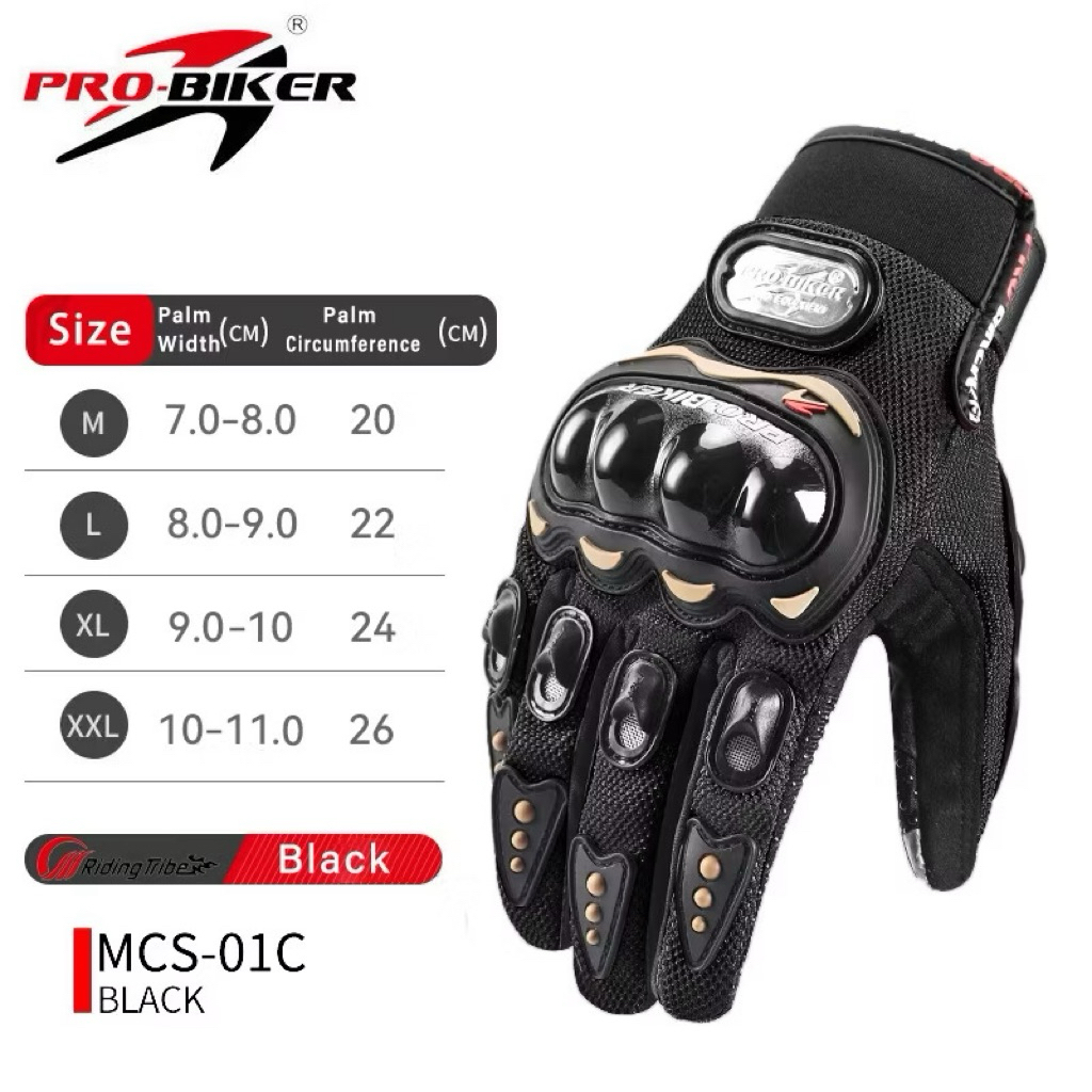 Pro-Biker Motorcycle Riding Glove Sarung Tangan With Knuckle # Half ...