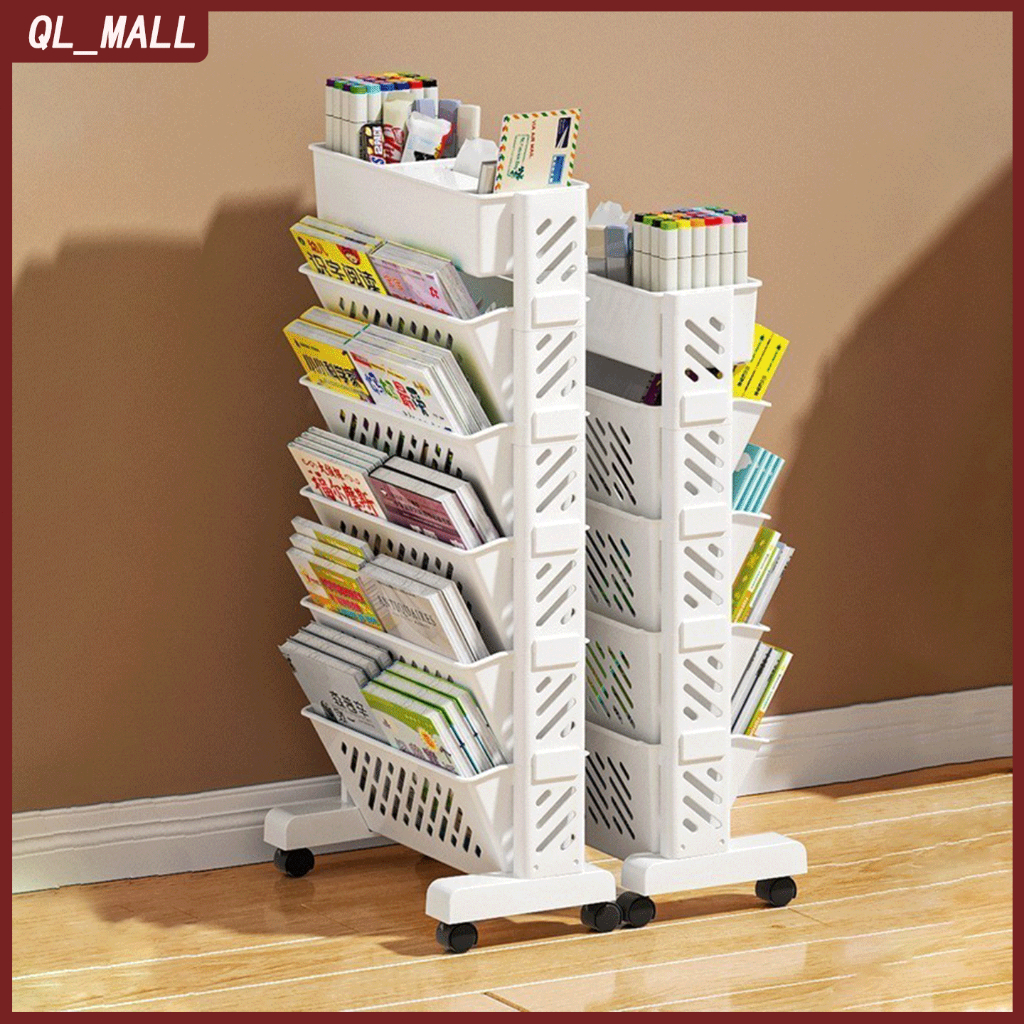 Multi-functional Movable Shelving Side Rack Learning Storage Rack Book ...