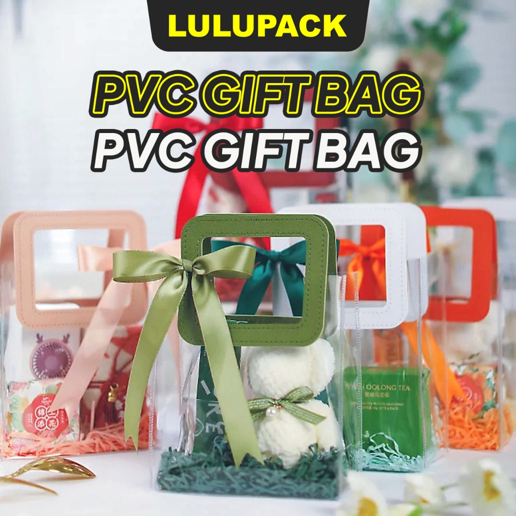 Clear PVC Gift Bag Beg Cenderahati PU Handle Goodies Beg Door Gift ...