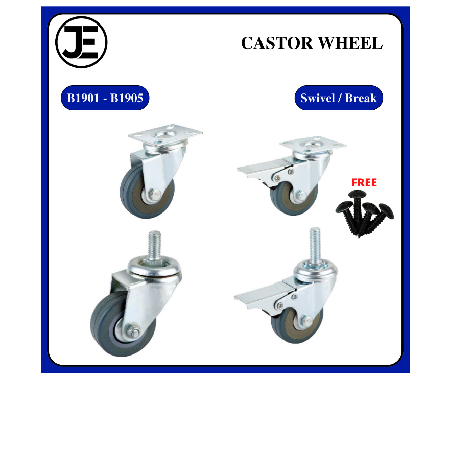 HEAVY DUTY BLUE PVC SWIVEL/BRAKE/ CASTOR/CASTER ROLLER RODA TROLLEY ...