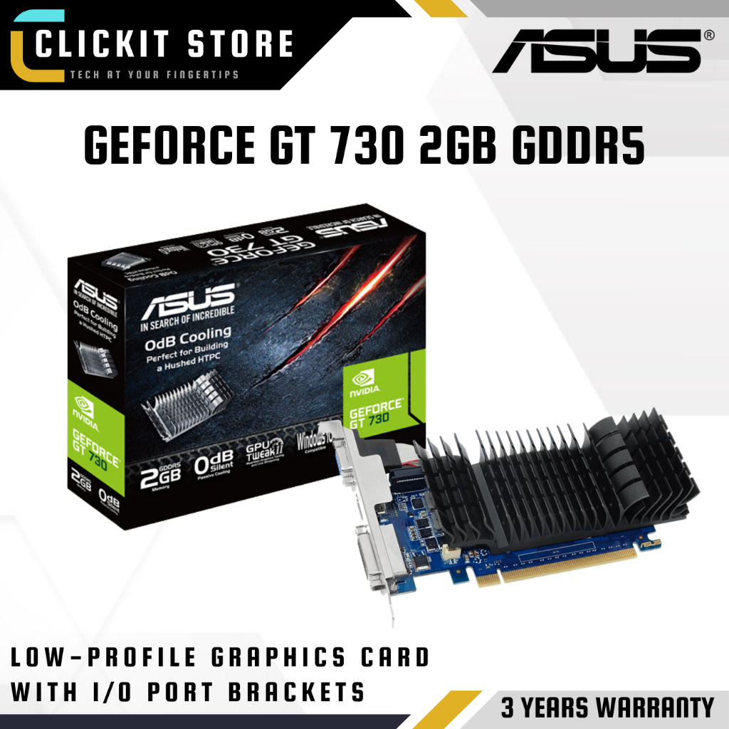 ASUS GeForce GT 730 2GB GDDR5 Low-Profile Graphics Card - with I/O port ...