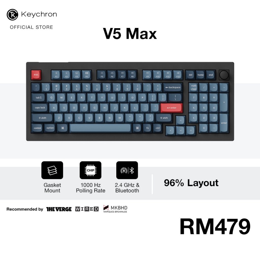 [Top] Keychron V5 Max Wireless Mechanical Keyboard | 96% Layout ...
