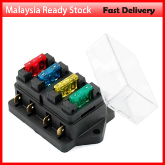 Car Van 4 Way Circuit Standard ATO Blade Fuse Box Block Holder 12V24V+Fuse