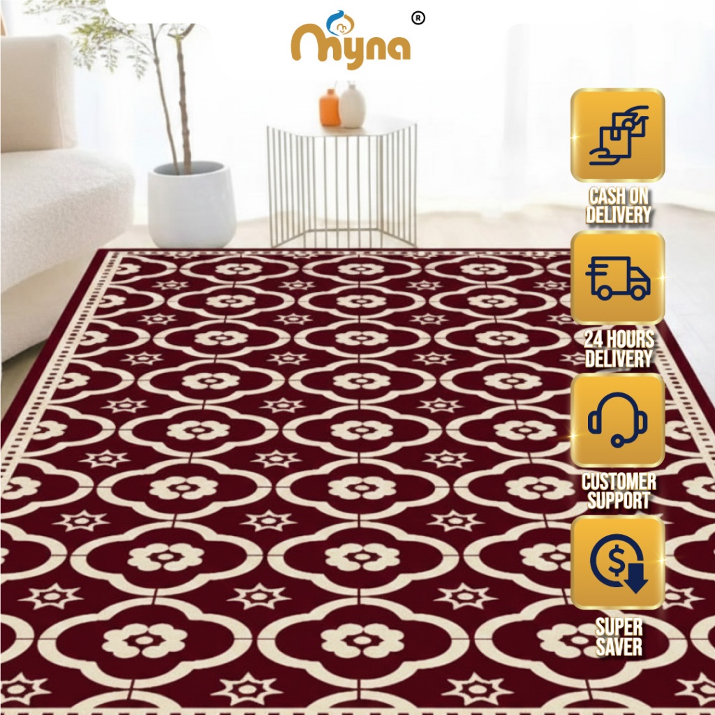 Myna | 3 Size Available 3D Nordic Turki Pattern Crystal Velvet Square ...