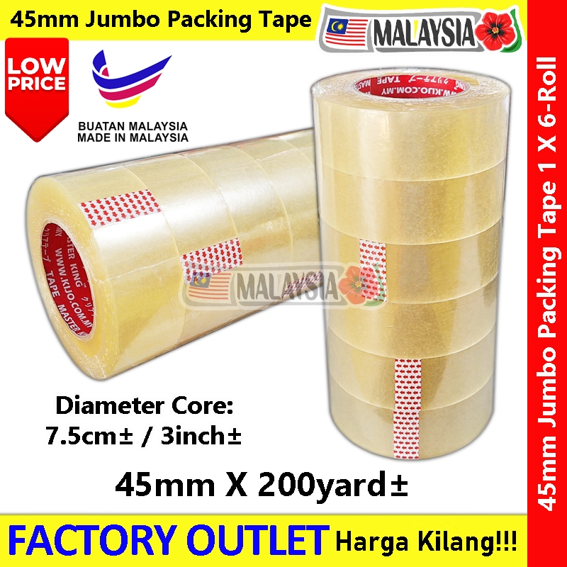 Master King Jumbo Extra Big Opp Tape 45mm± X 180meter± X 6-Roll # ...