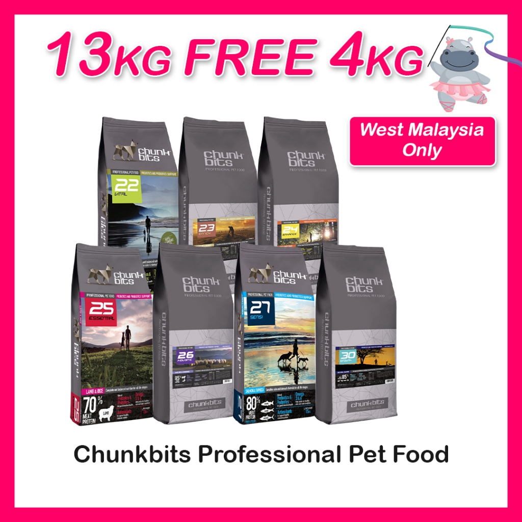 13kg FREE 4kg Chunk Bits Chunkbits Dog Food Salmon Marine Fish Lamb ...