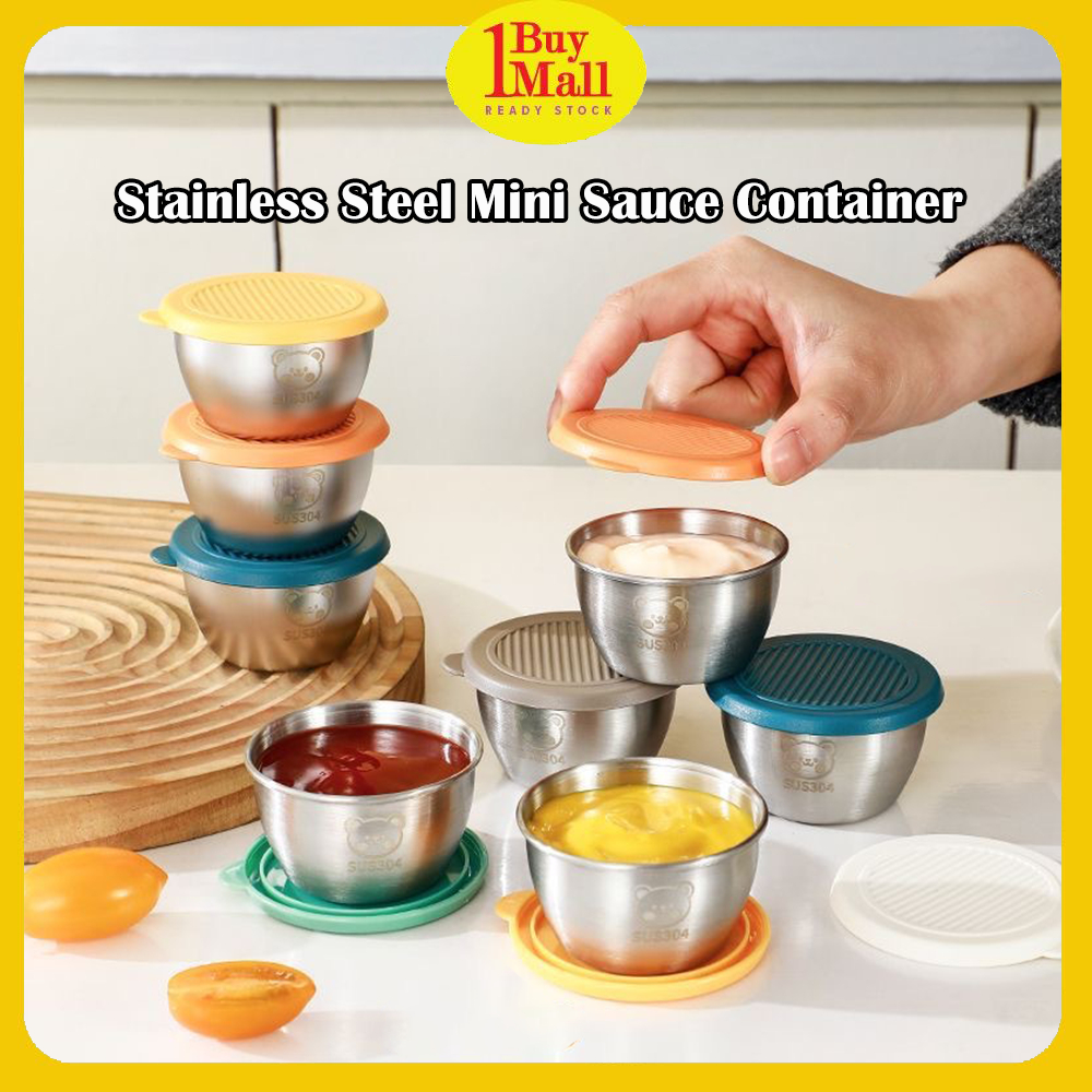 Stainless Steel Mini Sauce Container Leak-proof Sauce Cup with Lid ...