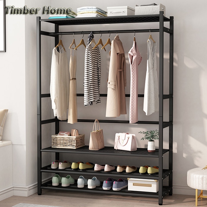 Timber home clothes rack coat rack wardrobe organizer Rak Pakaian Murah ...