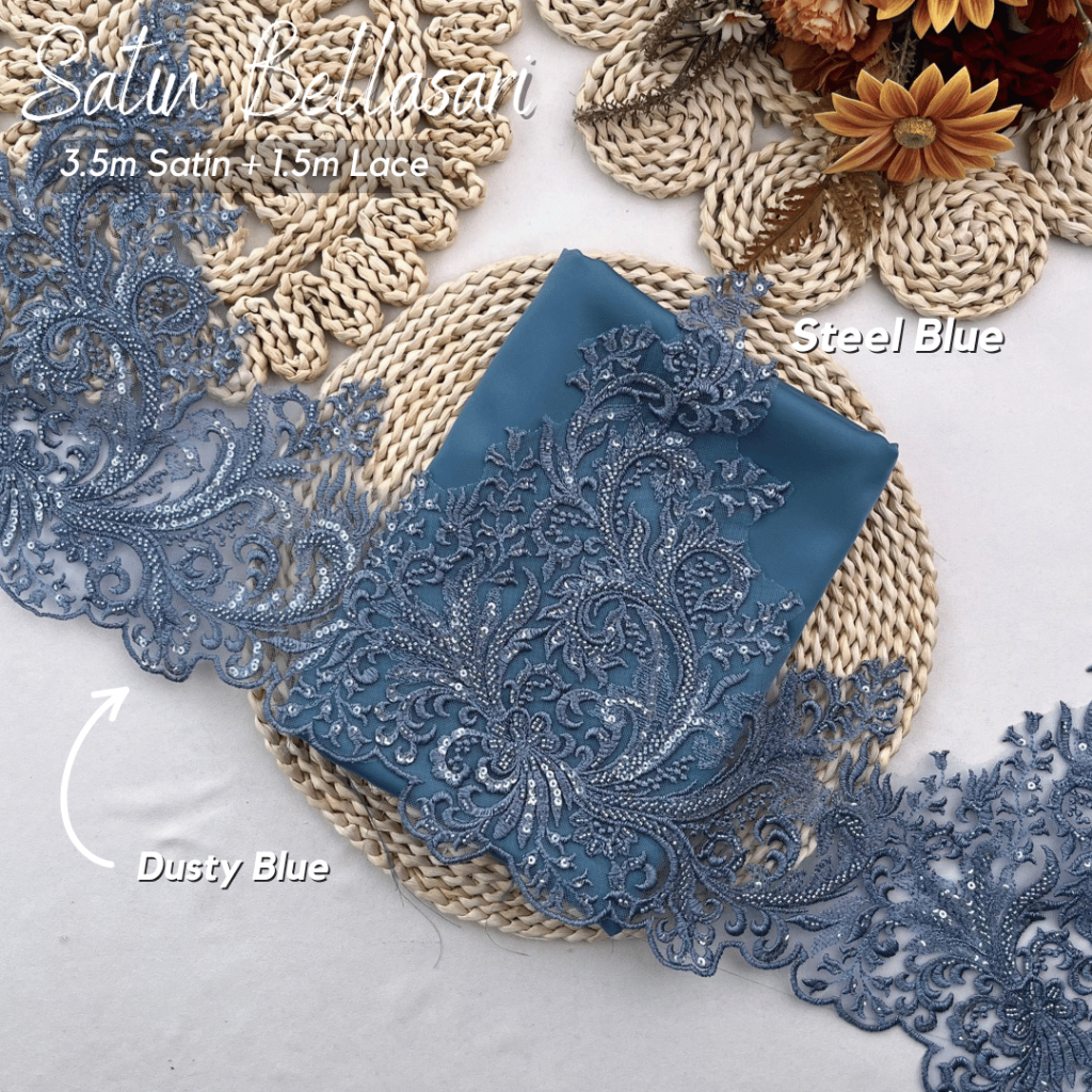 (SATIN LACE) TEMA BLUE WARNA HOT RAYA 2026 COMBO COLOUR TEAL SET KAIN ...