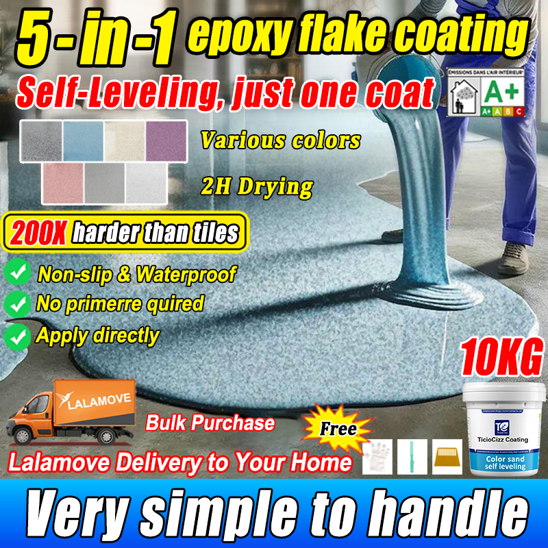 💎10KG🥇TicioCizz 5 in 1 cat epoxy lantai simen epoxy flake coating cat ...