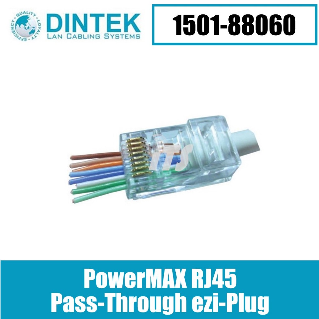 Dintek PowerMAX Cat.6 UTP Solid / Pass Through RJ45 Plug (100pcs ...